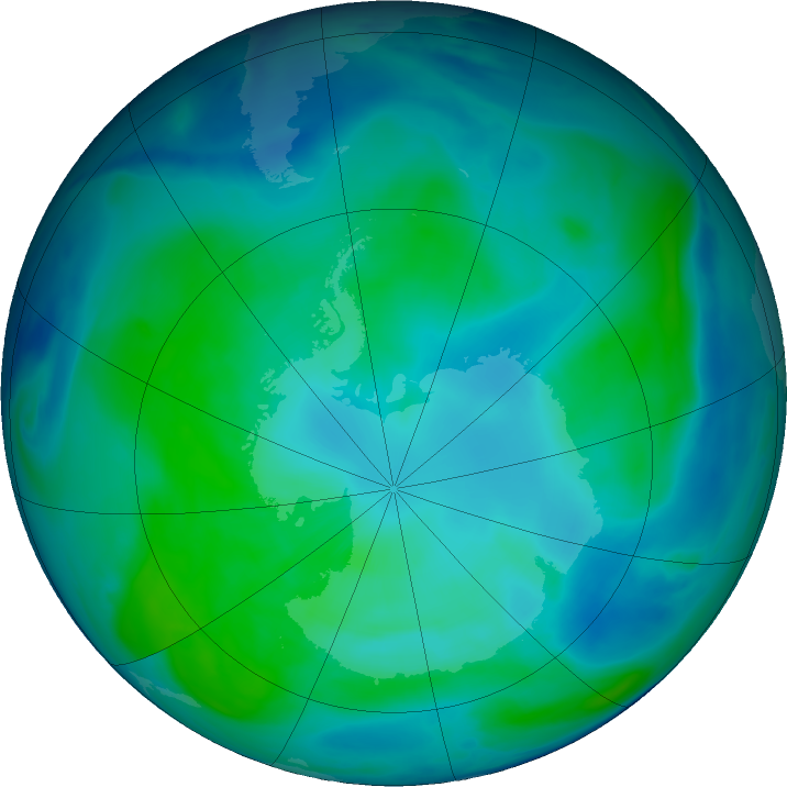 Antarctic ozone map for 19 February 2024